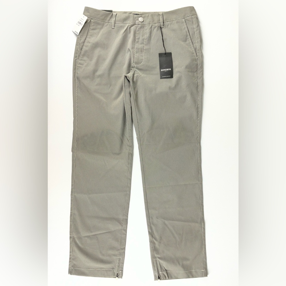 Bonobos Golf Mens Stone Minicheck Straight Leg Pants Size 34 x‎ 32